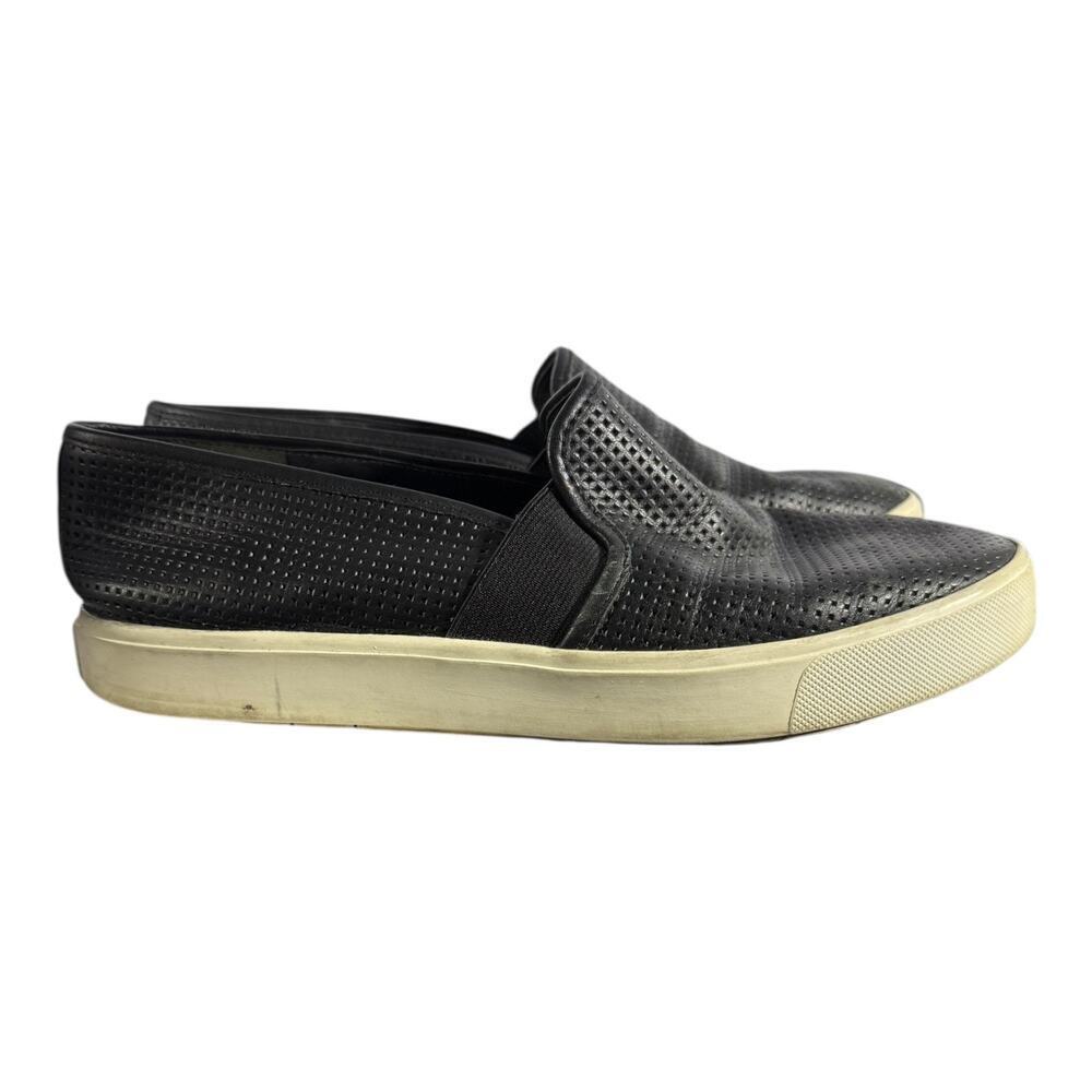 Vince Women's Perforated Leather Blair Sneaker Black White Size 6.5